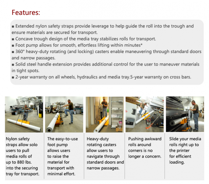 Sinolift PFR handmatig, in alle richtingen, hydraulisch papierrollifter 1